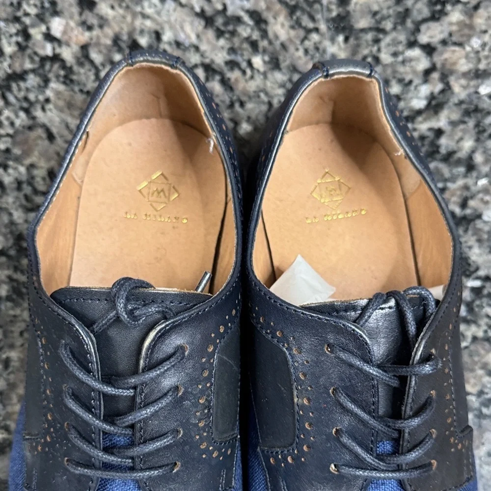 La Milano leather black and blue Everett Men's Oxfords EUC 11